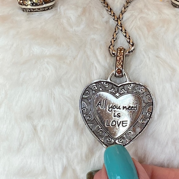 Brighton CRYSTAL VOYAGE Amber Gold Crystal Heart Necklace Bracelet Earrings RARE - Picture 6 of 16